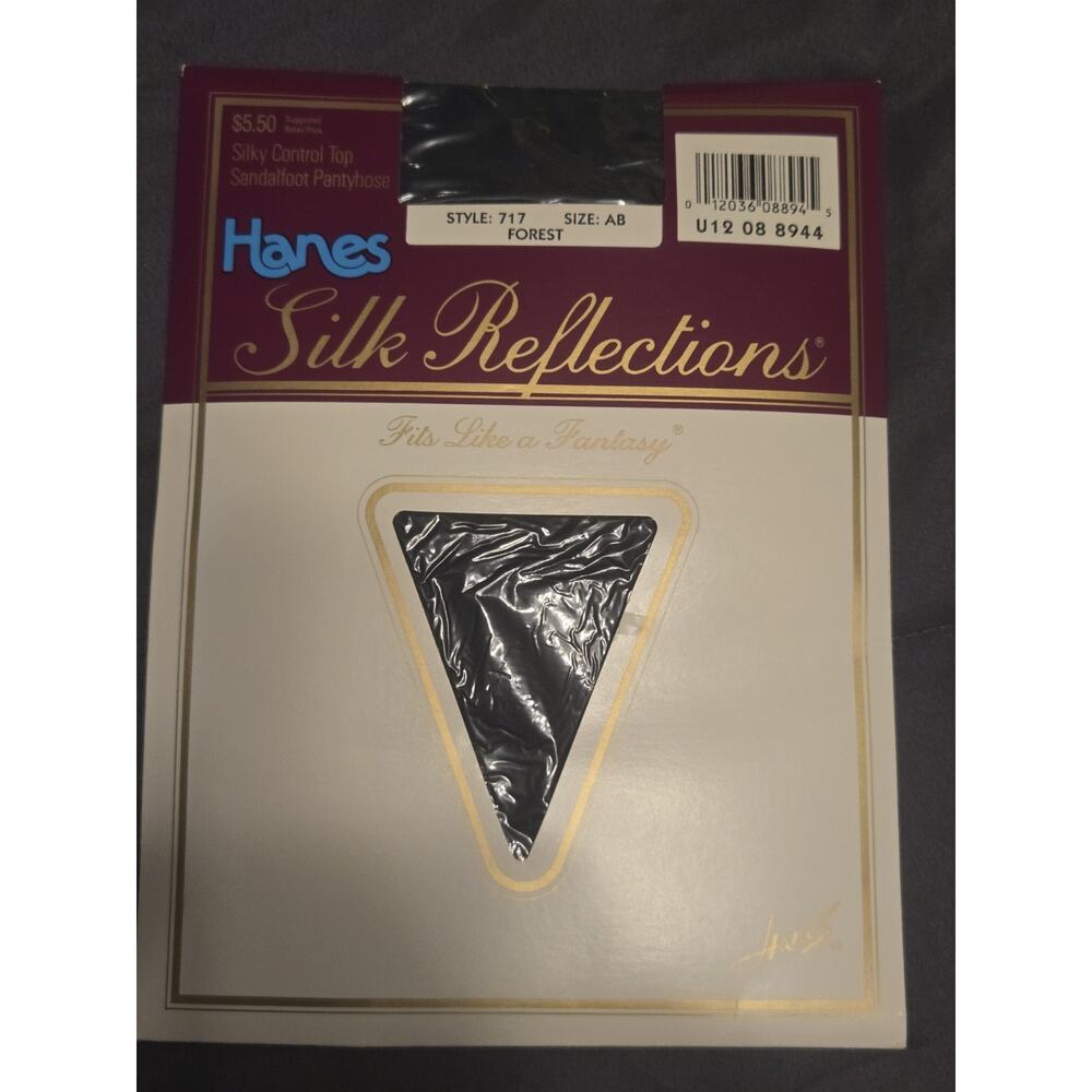 Hanes Silk Reflections Control Top Sandalfoot Pantyhose Forest AB 20 Vintage NIP
